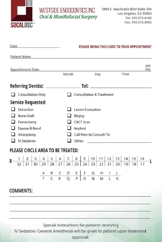 Oral Surgery referral form