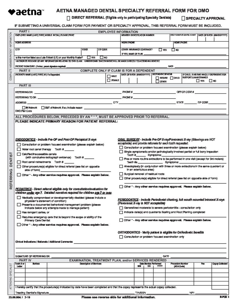 Aetna specialty referral form